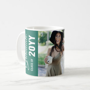 Caneca De Café Festa de formatura de Fotos Clássica Verde Moderna