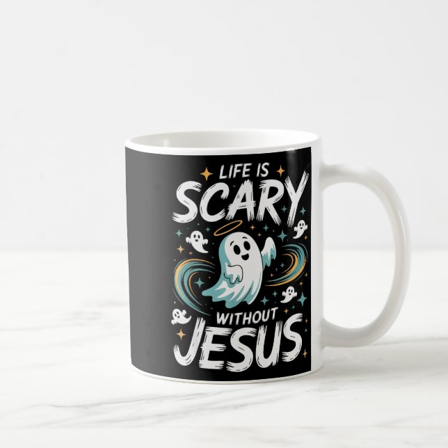 Caneca De Café Festa de Halloween Assustadora Sem Jesus Roupa Cri (Direita)