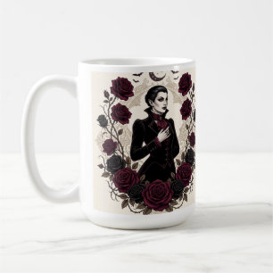 Caneca De Café Festa de Halloween de Vampiro Gótico Rosa Burgundy