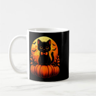 Caneca De Café Festa de Halloween do Gato Preto Retro de Abóbora