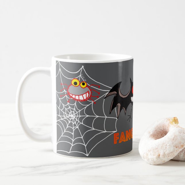 Caneca De Café Festa de Halloween Fangtástica Assustadora (Com Donut)