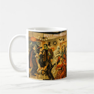 Caneca De Café Festa de Martini de Halloween Retro Meados do Sécu