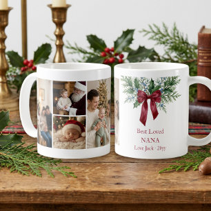 Caneca De Café Festa de Natal com Laço Vermelho Grandmillennial G