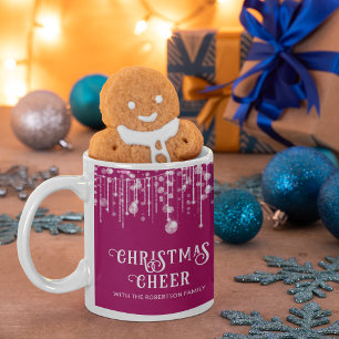 Caneca De Café Festa de Natal das Cordas Rosa