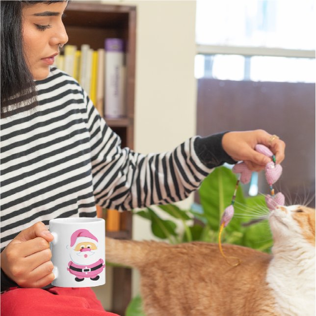 Caneca De Café Festa de Natal de Papai Noel, rosa-branca (Criador carregado)