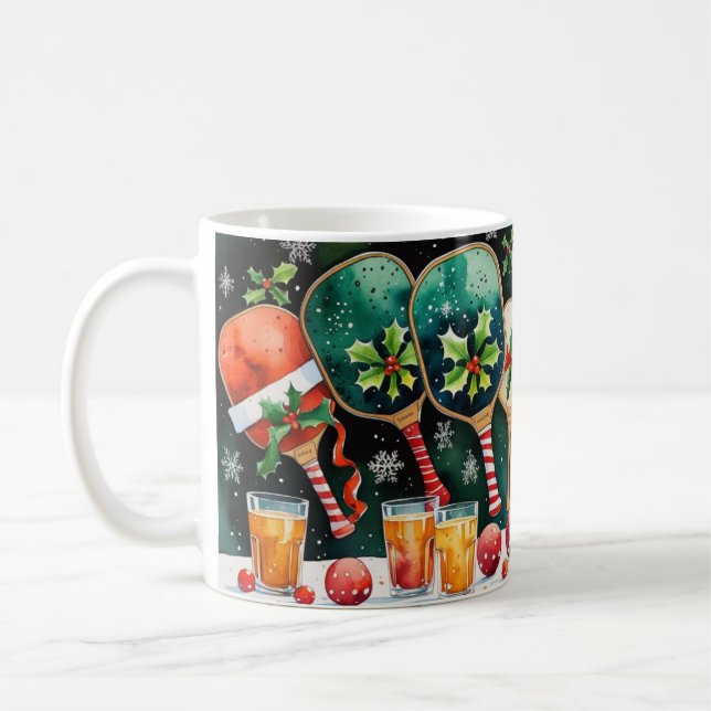 Caneca De Café Festa de Natal de Pickleball (Esquerda)