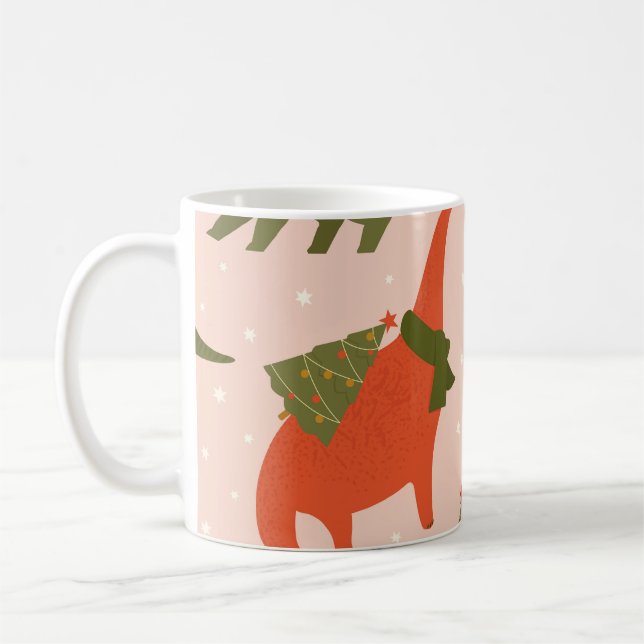 Caneca De Café Festa de Natal Dino: Rex Árvore (Esquerda)