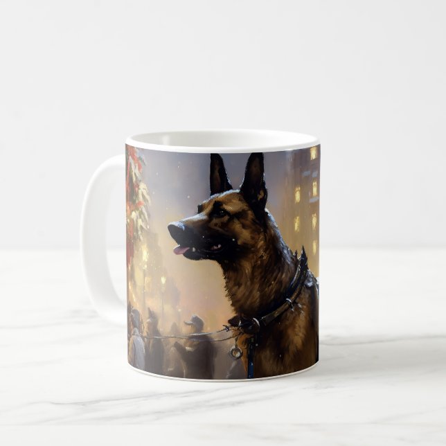 Caneca De Café Festa de Natal do Malinoi Belga (Frente Esquerda)