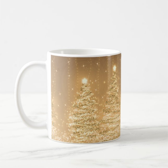 Caneca De Café Festa de Natal Elegante Cobre de Árvores Estimulan (Esquerda)
