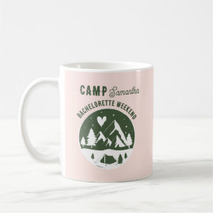 Caneca De Café Festa de Solteira Acampamento Camping Bach Rosa
