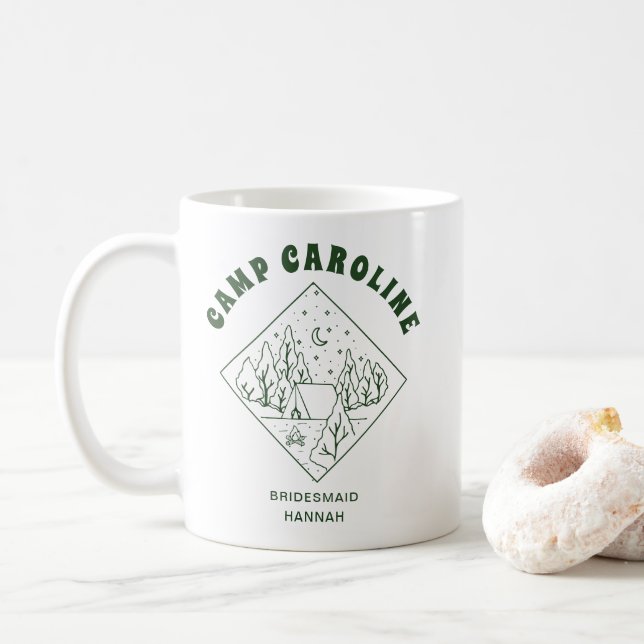 Caneca De Café Festa de Solteira no Acampamento Personalizada par (Com Donut)