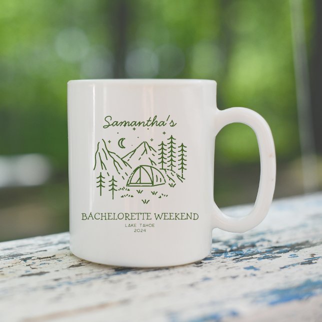 Caneca De Café Festa de Solteira Simples de Acampamento Moderno n (Modern Simple Camping Bachelorette Party Nature Coffee Mug)