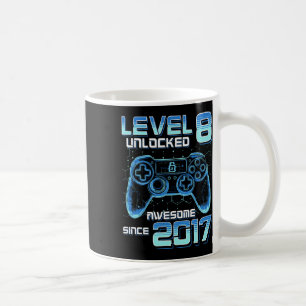 Caneca De Café Festa de Video Game Nível 8 Desbloqueado Aniversár