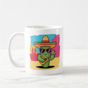 Caneca De Café Festa do Cacto Feliz Cartoon – Diversão no Deserto