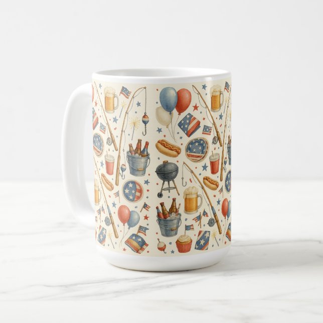 Caneca De Café Festa do Dia da Independência de 4 de julho para a (Frente Esquerda)