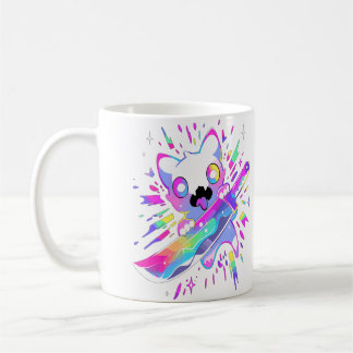 Caneca De Café Festa do Gato Samurai Fofo do Rave de Edm