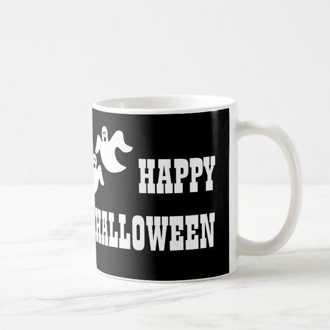 Caneca De Café Festa Fantasma - Mug de Halloween Negro (Direita)