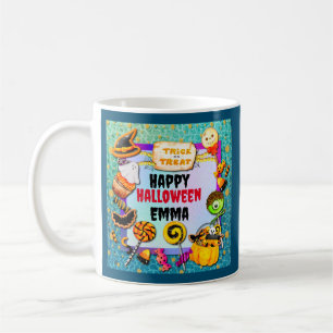 Caneca De Café Festa feliz de Halloween repleta de doces ou trave