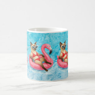 Caneca De Café Festa na Piscina para Amantes de Gatos