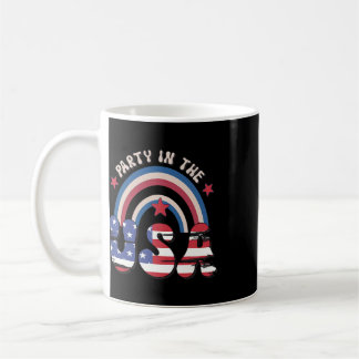 Caneca De Café Festa Retro Groovy Nos EUA Arco-Íris Americano 4º 