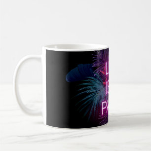 Caneca De Café Festa tropical, folhas de palma de neon.