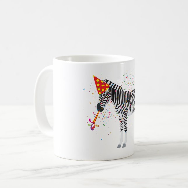 Caneca De Café Festas de zebra - Animais com festa (Frente Esquerda)