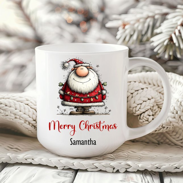 Caneca de Café Festiva com Humor de Papai Noel de  (Quirky Cartoon Santa Humor Festive Coffee Mug)