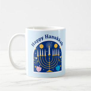 Caneca de Café Festiva de Férias Feliz Hanukkah