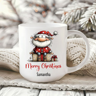 Caneca de Café Festiva Papai Noel Humor Caprichoso