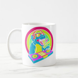 Caneca De Café Festival de Música Edm Techno Rave Dinossauro