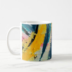 Caneca De Café Festival de primavera. Pintura de textura multicol