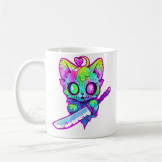 Caneca De Café Festival de Rave de Edm do Samurai Gato Zumbi