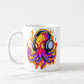 Caneca De Café Festival de Verão Rave Fire Octopus Dj Edm
