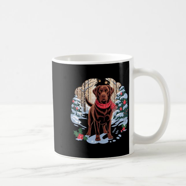 Caneca De Café Festive Chocolate Lab In Snowy Forest Winter Xmas  (Direita)