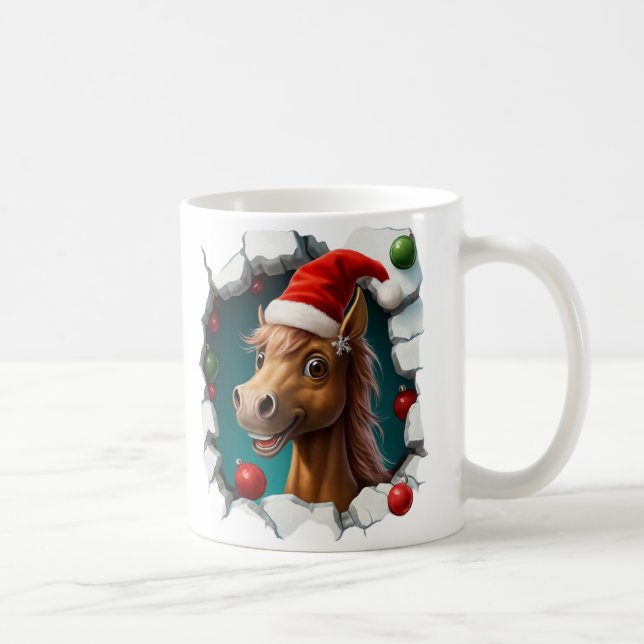 Caneca De Café Festive Christmas Featuring Cheerful Horse Design (Direita)