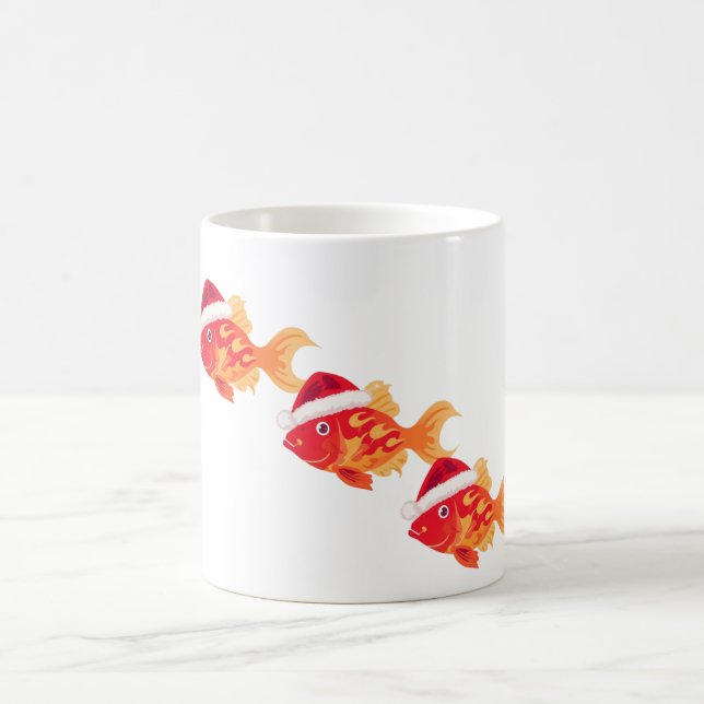 Caneca De Café Festive Christmas Goldfish – Cute Holiday Fish (Centro)