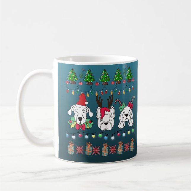 Caneca De Café Festive dogs Christmas pattern - cute hoiiday dogs (Esquerda)