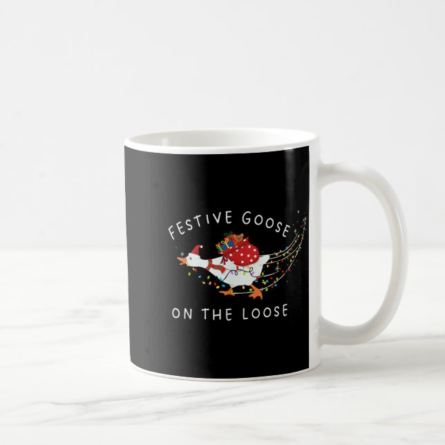 Caneca De Café Festive Goose On The Loose Funny Goosemas Christma (Direita)