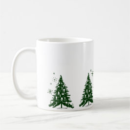 Caneca De Café Festive Green and White Holiday Christmas