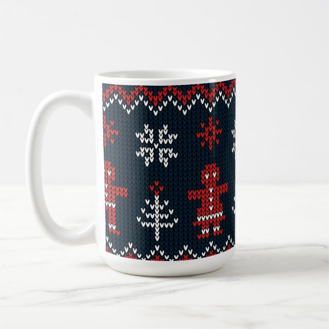 Caneca De Café Festive Knitted Snowflakes gingerbread pattern  (Esquerda)