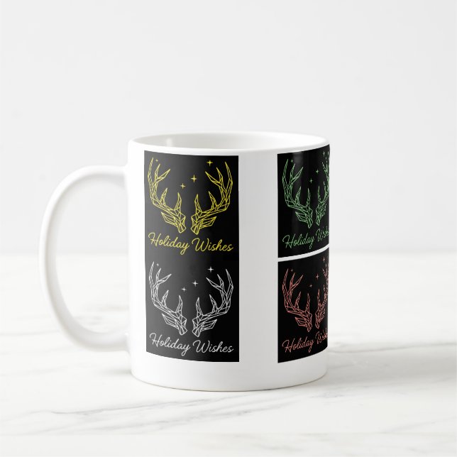 Caneca De Café ​Festive Reindeer Antlers & "Holiday Wishes" Desig (Esquerda)