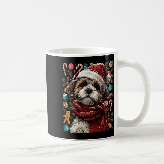 Caneca De Café Festive Shih Tzu With Santa Hat Snowy Winter Chris (Direita)