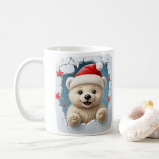 Caneca De Café Festive White Featuring Teddy Bear And Icy Design