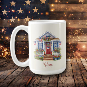 Caneca De Café Festivo 4 de julho Patriótico Personalizado