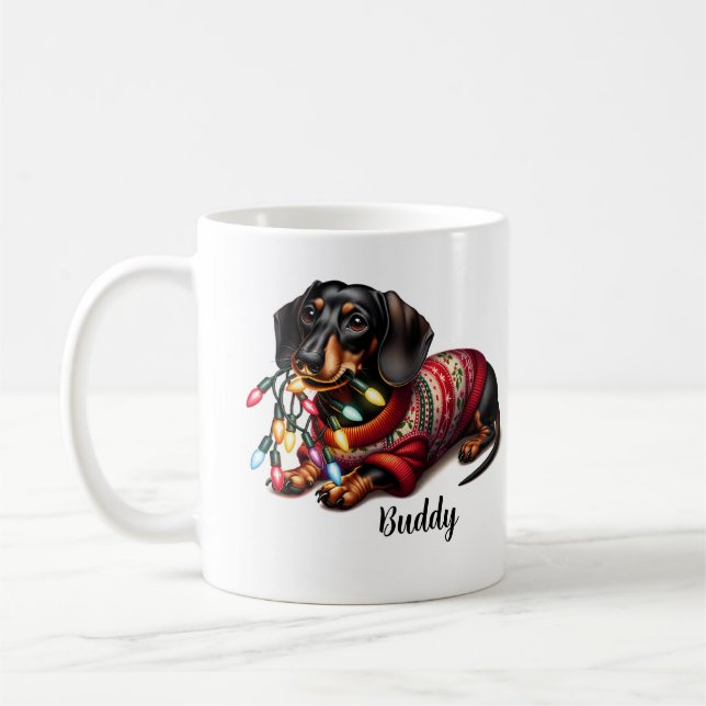 Caneca De Café Festivo Dachshund Delight Coffee Mug (Esquerda)