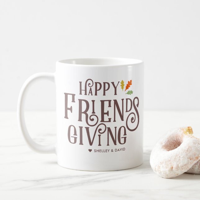 Caneca De Café Festivo feliz da queda de Friendsgiving (Com Donut)
