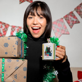 Caneca De Café Festivo Feliz Natal Gato Negro Bonito Arte Café