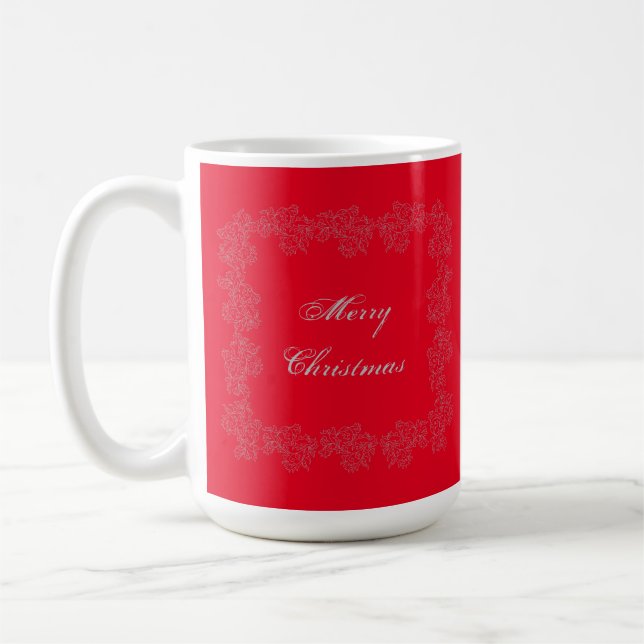 Caneca De Café Festivo Feliz Natal Vermelho Dourado Café Mug (Esquerda)