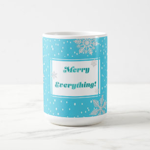 Caneca De Café Festivo 'Feliz Tudo' Feriado Azul de inverno