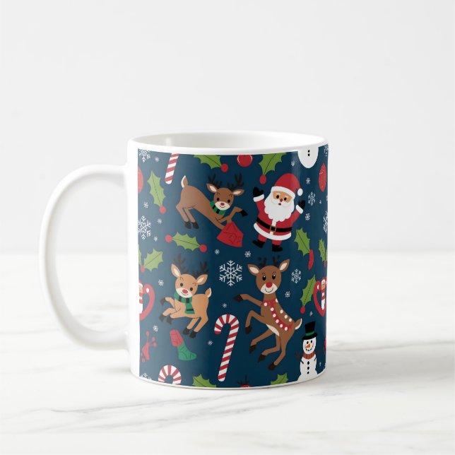 Caneca De Café Festivo Flocos de neve Design de Natal (Esquerda)